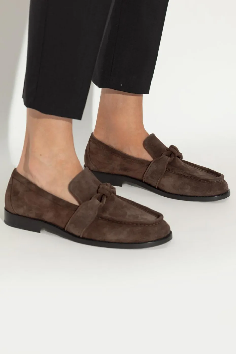 Bottega Veneta BRĄZOWY Zamszowe buty `Astaire` typu `loafers`