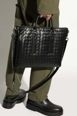 Bottega Veneta CZARNY Aktówka `Intrecciato Soft`