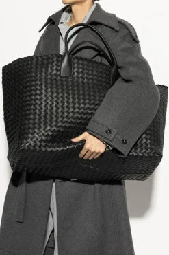 Bottega Veneta CZARNY Skórzana torba `Maxi Cabat`