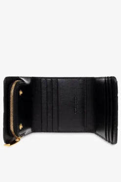 Bottega Veneta CZARNY Skórzany portfel z plecionką ‘Intrecciato’
