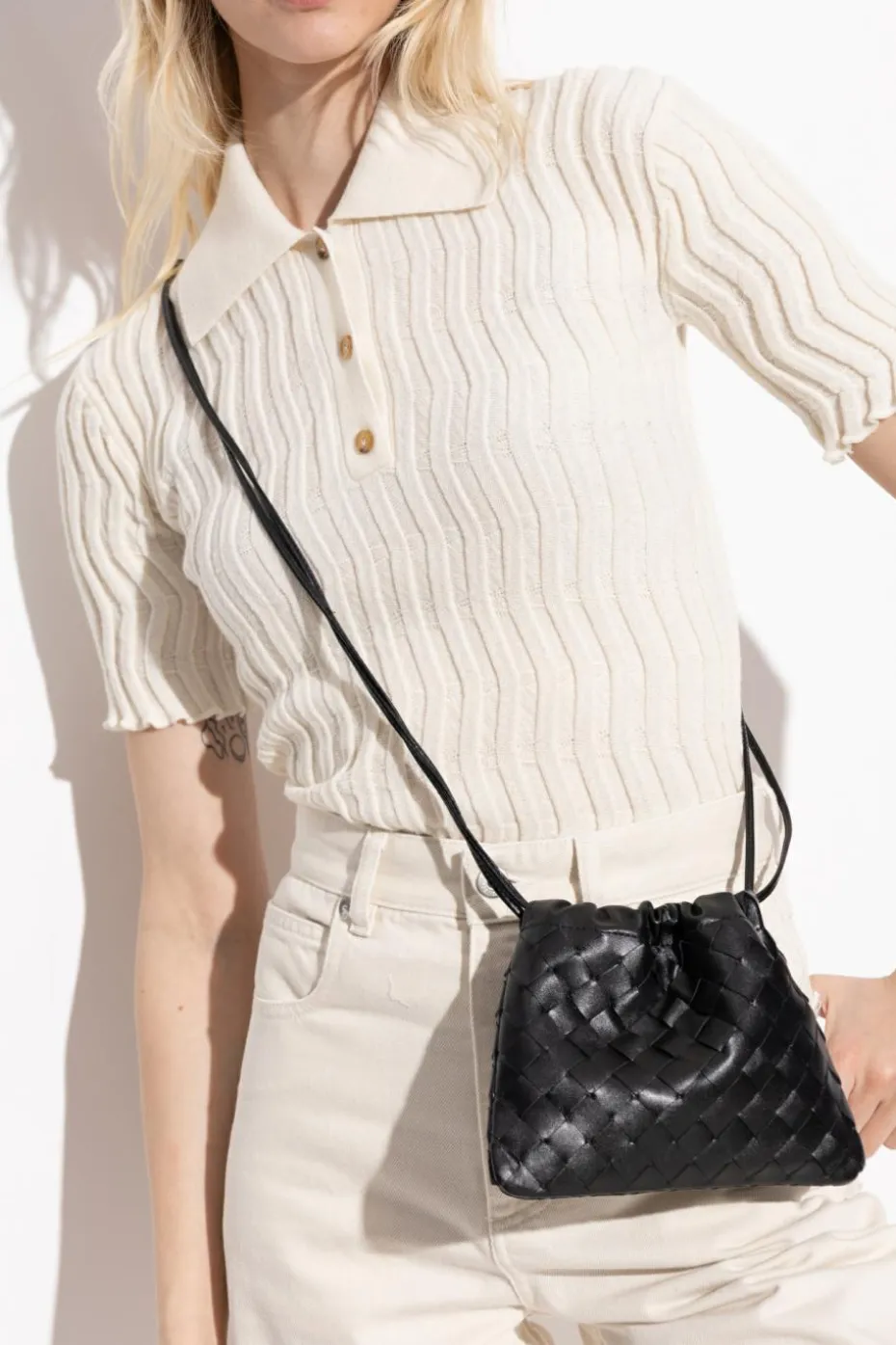 Bottega Veneta CZARNY Torba na ramię `Dustbag Small`