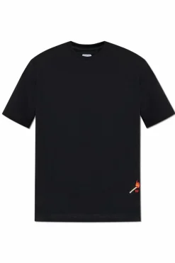 Bottega Veneta CZARNY T-shirt z haftem