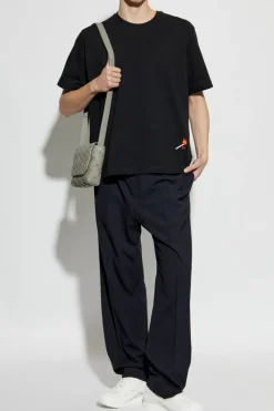 Bottega Veneta CZARNY T-shirt z haftem