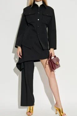 Bottega Veneta CZARNY Wełniana koszula z kieszeniami