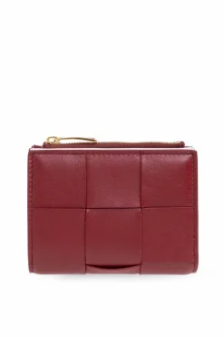 Bottega Veneta CZERWONY Skórzany portfel
