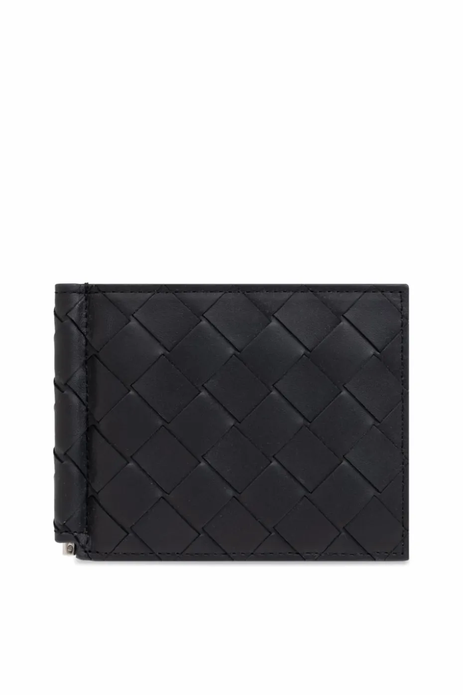 Bottega Veneta GRANATOWY Skórzany składany portfel