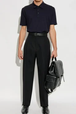 Bottega Veneta GRANATOWY Bawełniane polo z logo