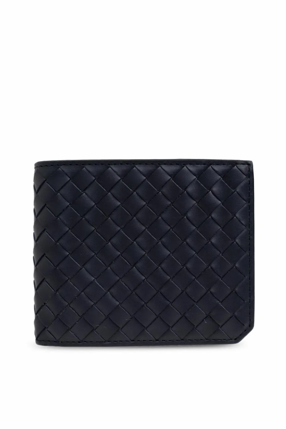 Bottega Veneta GRANATOWY Portfel z plecionką