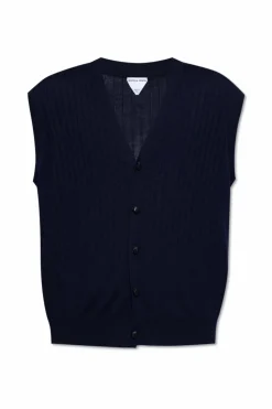 Bottega Veneta GRANATOWY Wełniana kamizelka