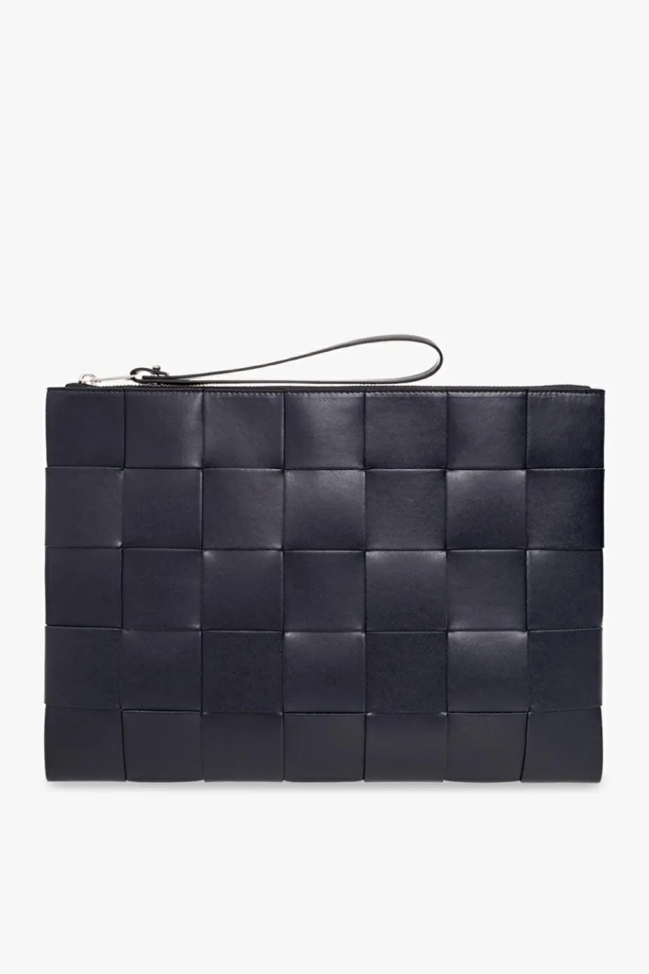 Bottega Veneta GRANATOWY Skórzana torba do ręki ‘Pouch Large’