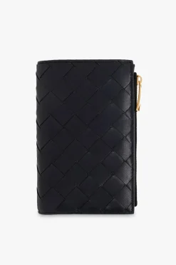 Bottega Veneta GRANATOWY Skórzany portfel