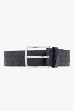 Bottega Veneta GRANATOWY Pasek z plecionką ‘Intrecciato’