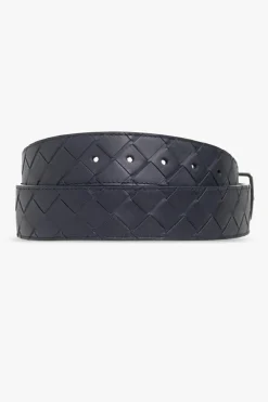 Bottega Veneta GRANATOWY Pasek z plecionką ‘Intrecciato’