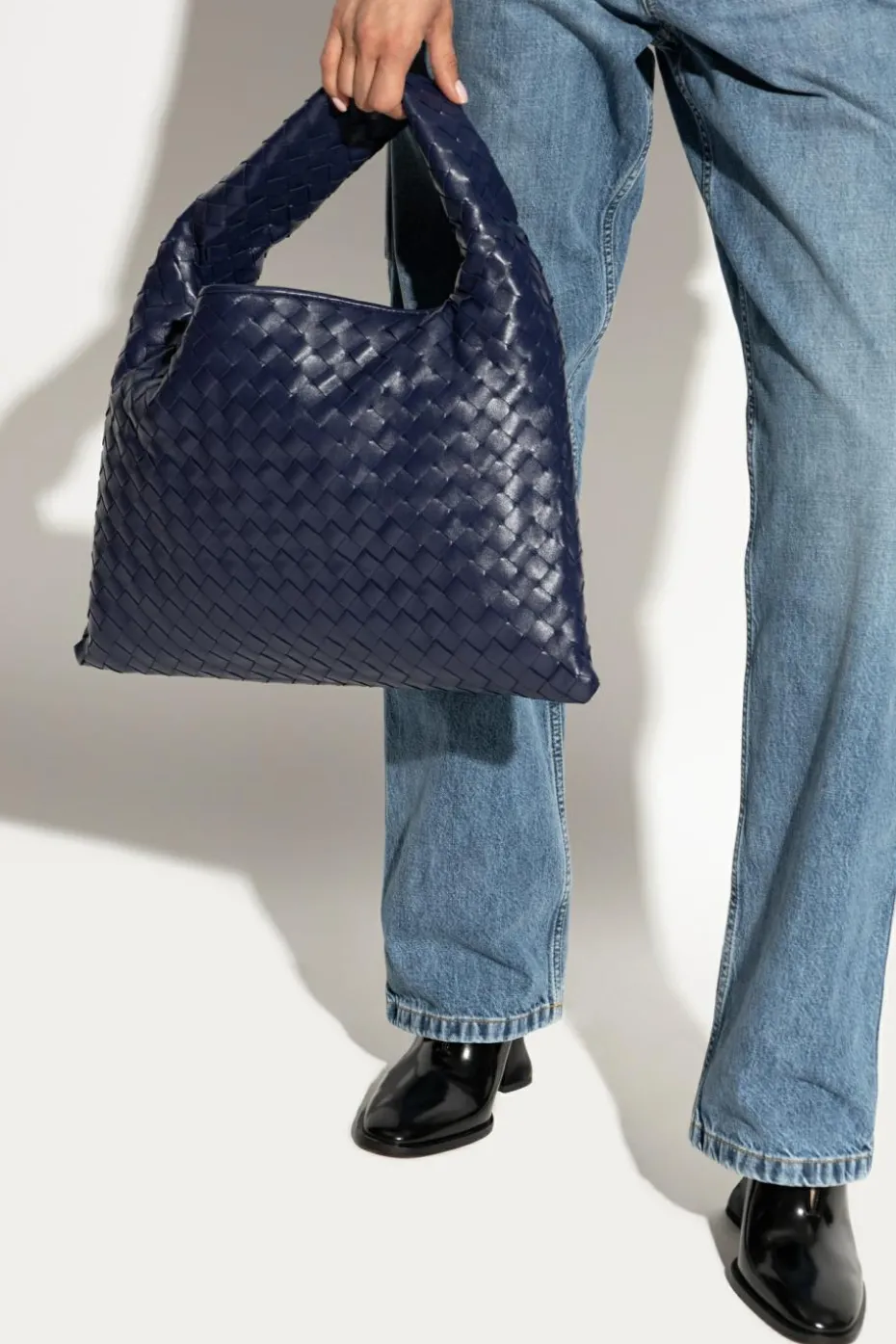 Bottega Veneta GRANATOWY Torba na ramię `Hop Small`