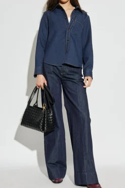 Bottega Veneta GRANATOWY Wełniana koszula