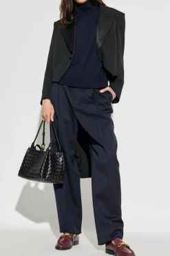 Bottega Veneta GRANATOWY Welniany sweter