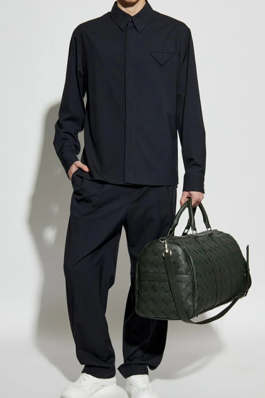 Bottega Veneta GRANATOWY Wełniana koszula