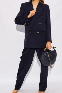 Bottega Veneta GRANATOWY Spodnie w kant