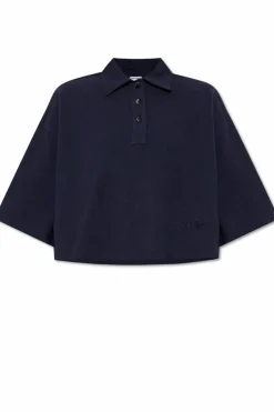 Bottega Veneta GRANATOWY Polo z krótkim rękawem