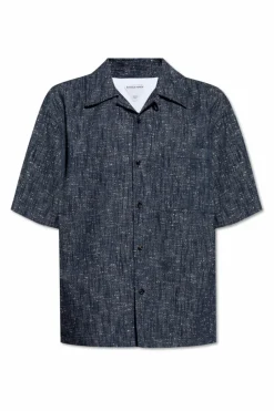 Bottega Veneta GRANATOWY Koszula z krótkimi rękawami