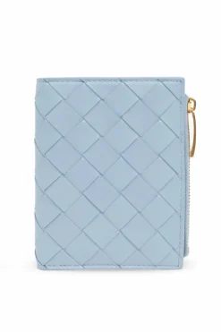 Bottega Veneta jasnoniebieski Skórzany portfel