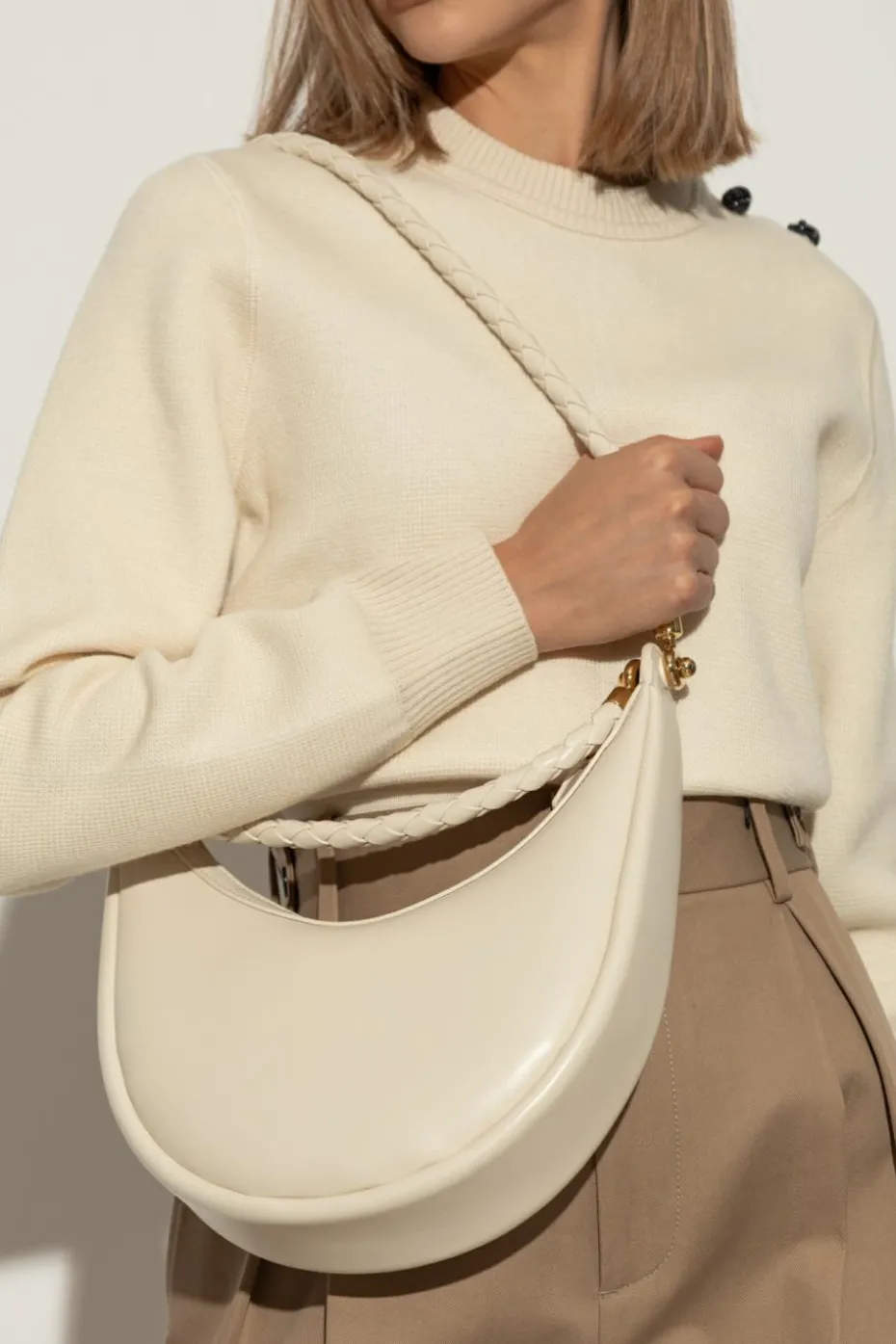 Bottega Veneta kremowy Torba na ramię `Hula-hop`