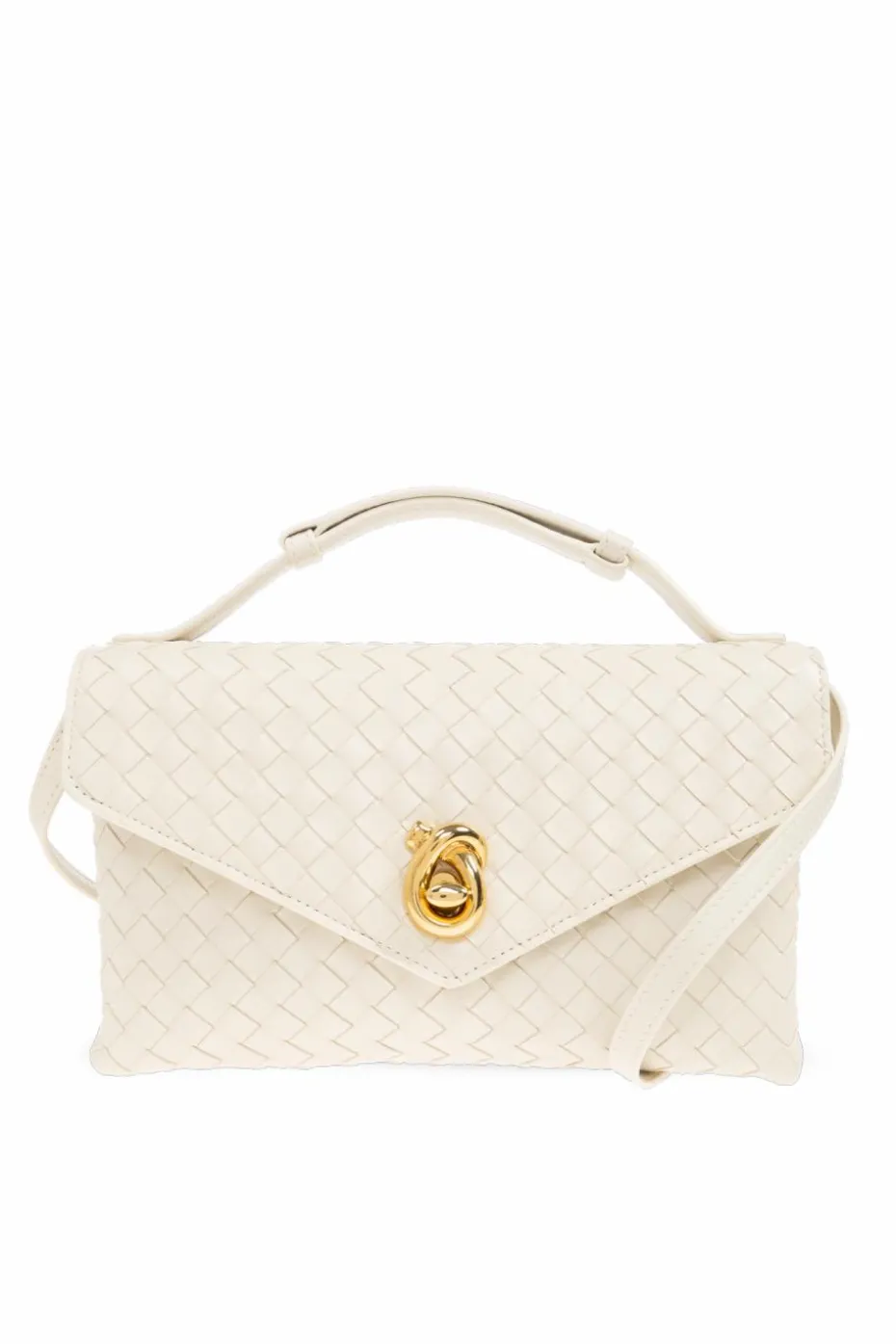 Bottega Veneta kremowy Torba do ręki `Knot Lock Medium`