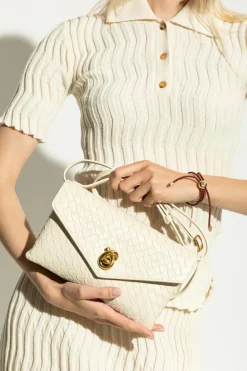 Bottega Veneta kremowy Torba do ręki `Knot Lock Medium`