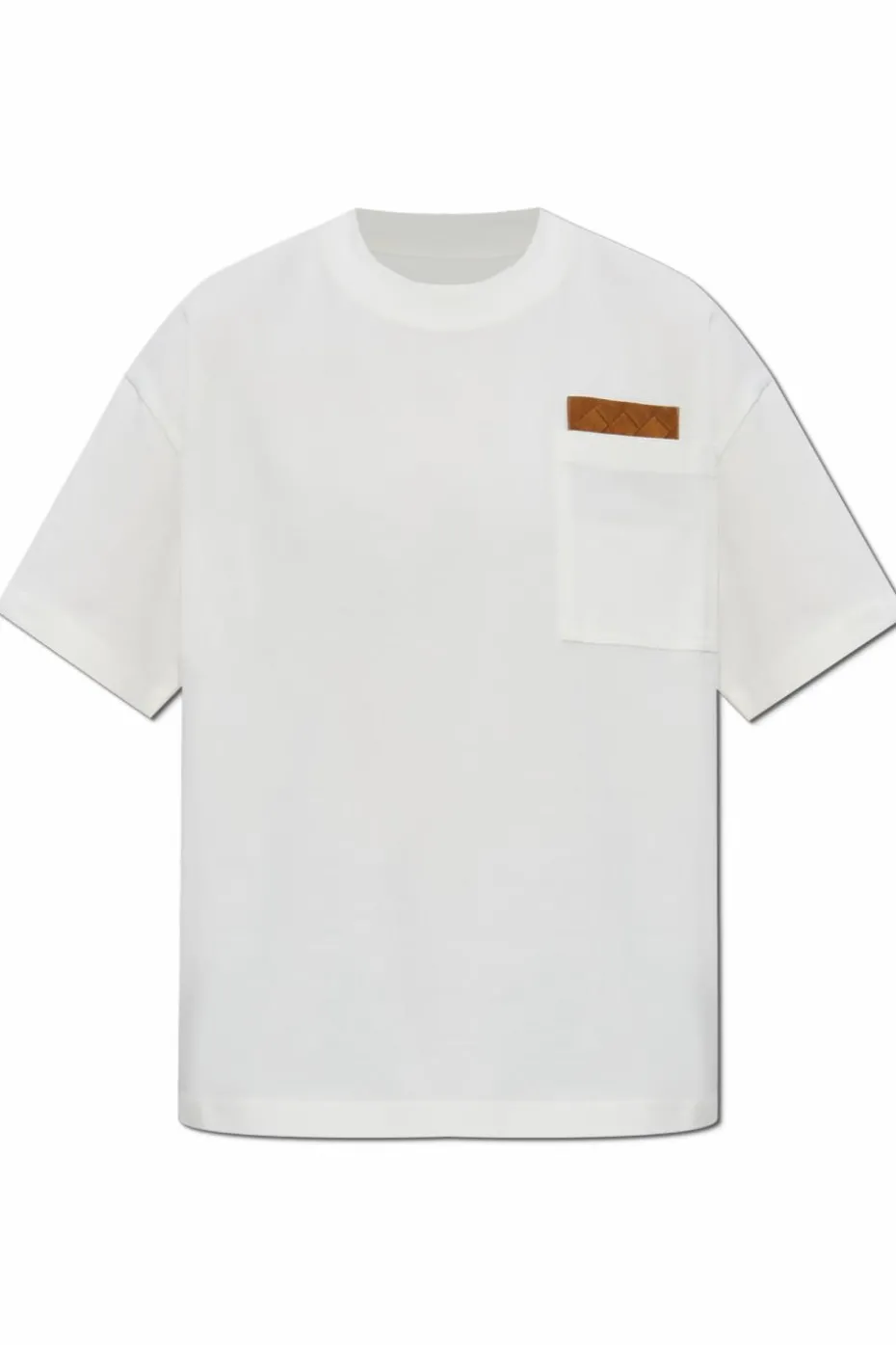 Bottega Veneta kremowy T-shirt z kieszenią