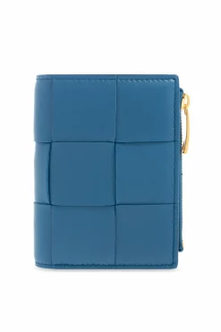 Bottega Veneta NIEBIESKI Skórzany portfel