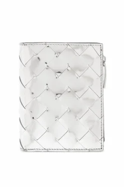 Bottega Veneta SREBRNY Skórzany portfel