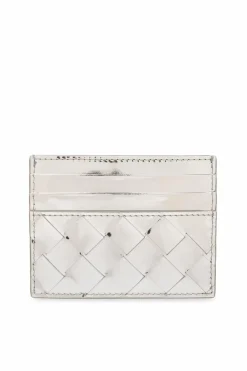 Bottega Veneta SREBRNY Skórzane etui na karty