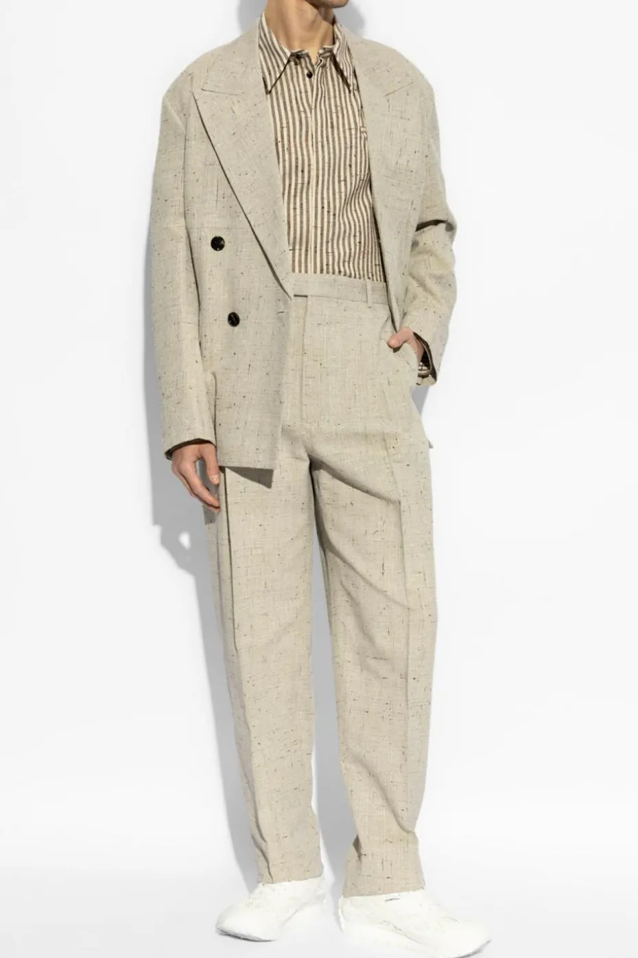 Bottega Veneta SZARY Dwurzędowa marynarka