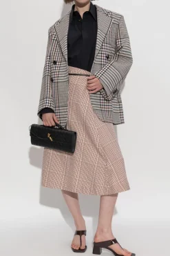 Bottega Veneta SZARY Dwurzędowa marynarka ze wzorem w kratę