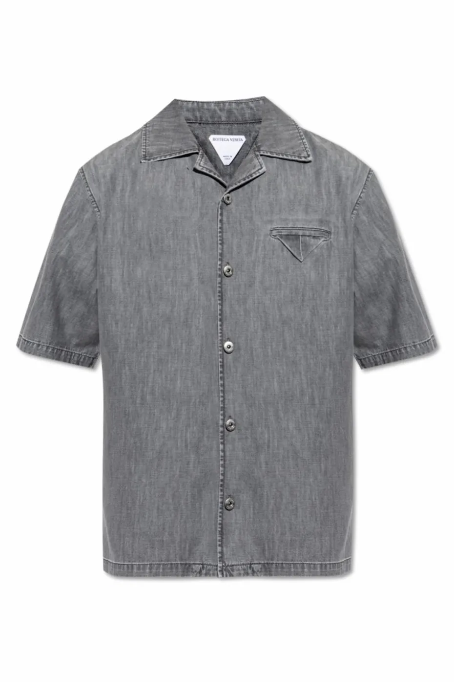 Bottega Veneta SZARY Jeansowa koszula z krótkimi rękawami