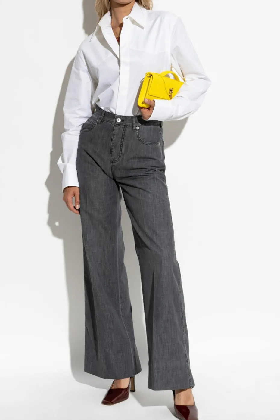 Bottega Veneta SZARY Jeansy typu ‘wild leg’