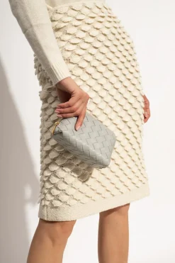 Bottega Veneta SZARY Skórzana kosmetyczka