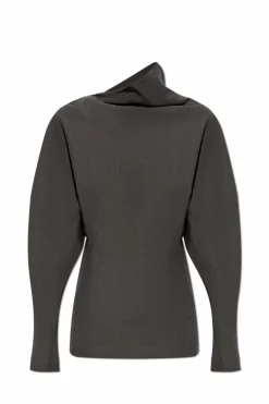 Bottega Veneta SZARY Top z asymetrycznym dekoltem