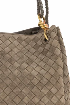 Bottega Veneta SZARY Torba na ramię `Parachute Large`