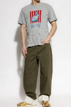 Bottega Veneta SZARY T-shirt z efektem zagniecenia