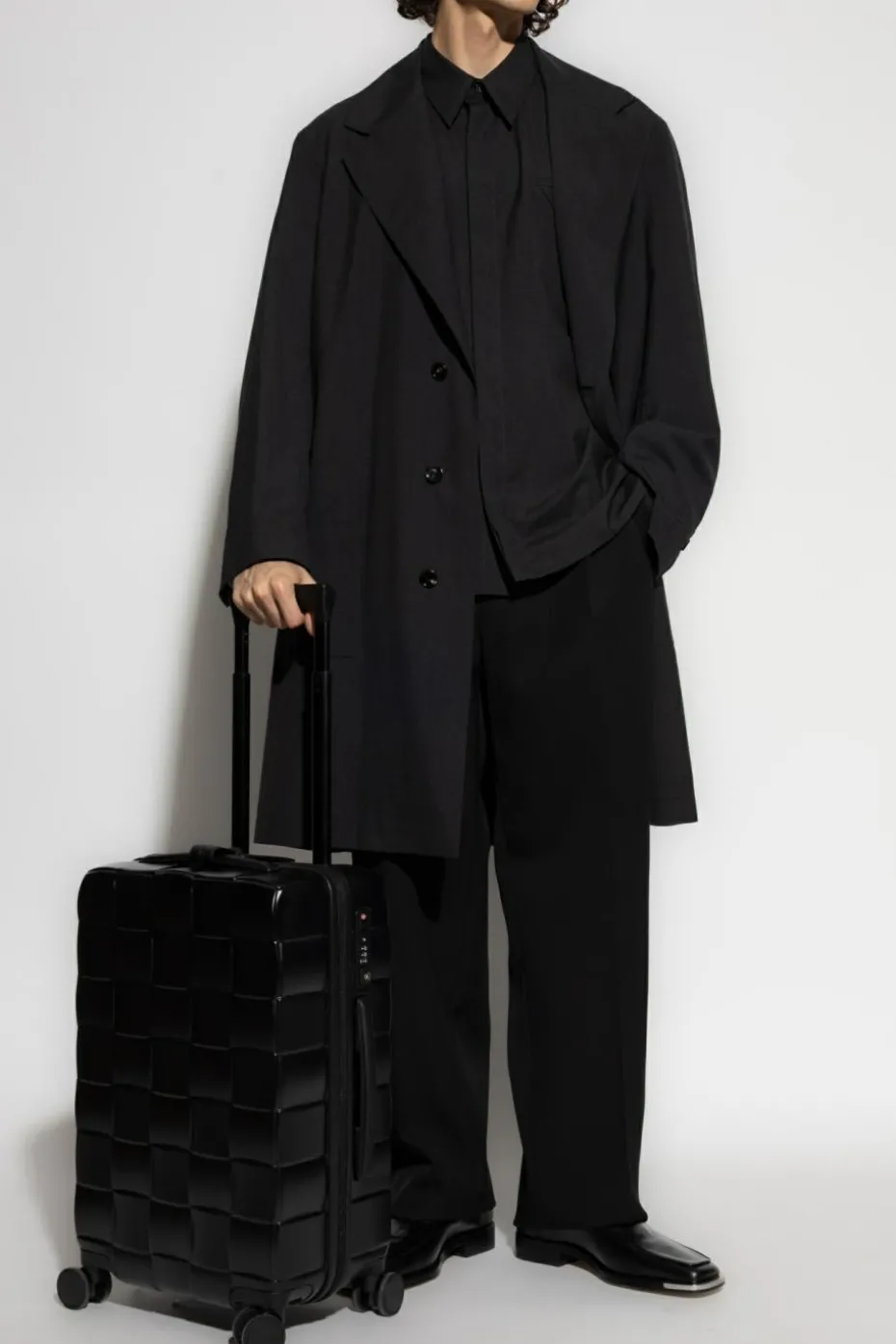 Bottega Veneta SZARY Wełniana koszula z kieszenią