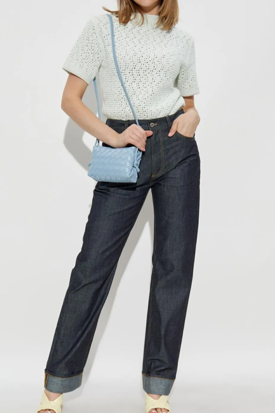 Bottega Veneta ZIELONY Ażurowy sweter