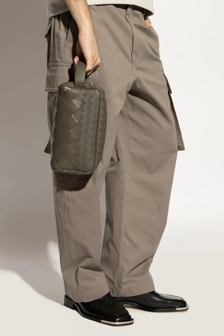 Bottega Veneta ZIELONY Skórzana kosmetyczka