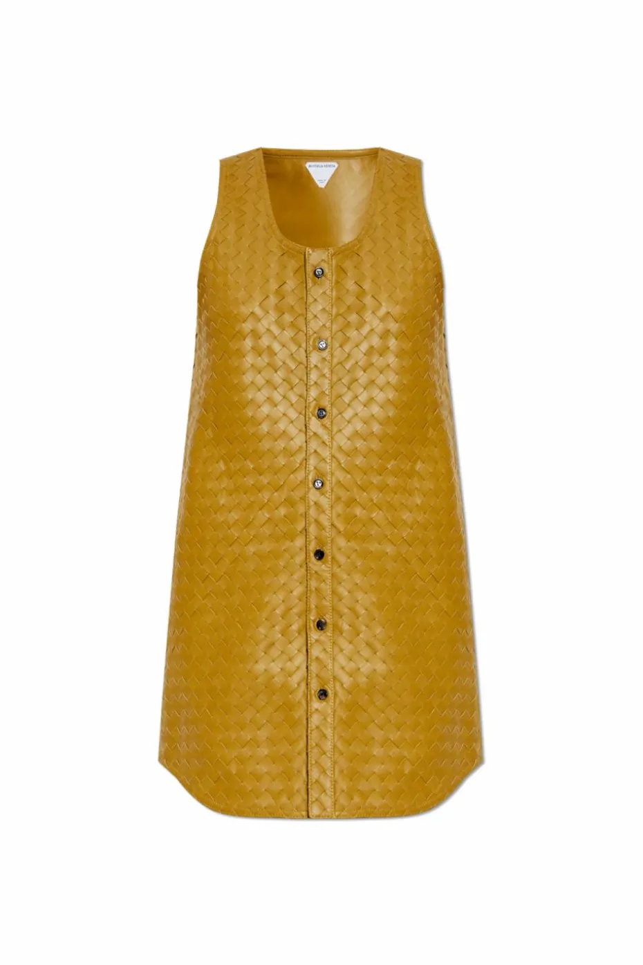 Bottega Veneta ZIELONY Skórzana sukienka bez rękawów