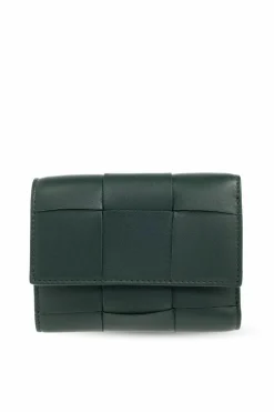 Bottega Veneta ZIELONY Skórzany portfel