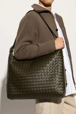 Bottega Veneta ZIELONY Skórzana torba na ramię rozmiar `Medium`