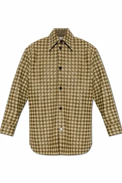 Bottega Veneta ZIELONY Skórzana koszula