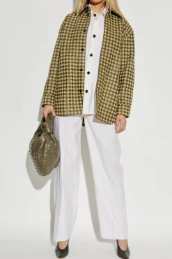 Bottega Veneta ZIELONY Skórzana koszula