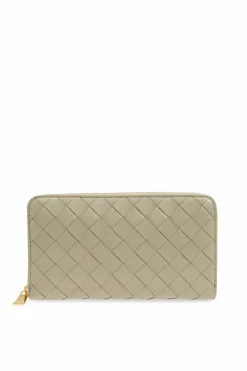 Bottega Veneta ZIELONY Skórzany portfel