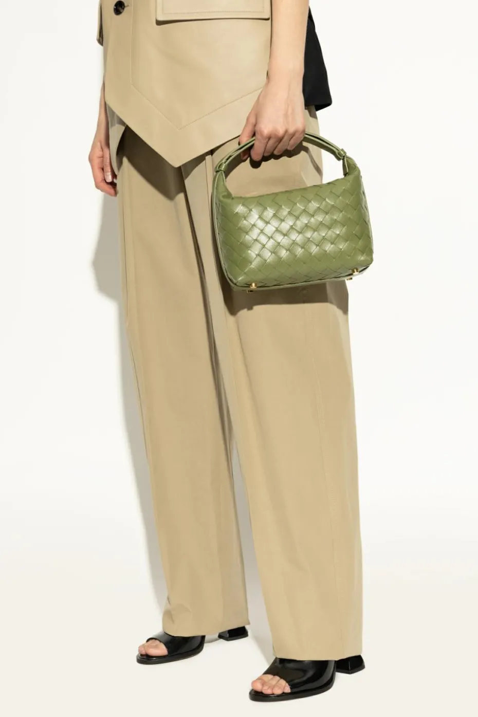 Bottega Veneta ZIELONY Skórzana torba do ręki `Wallace`